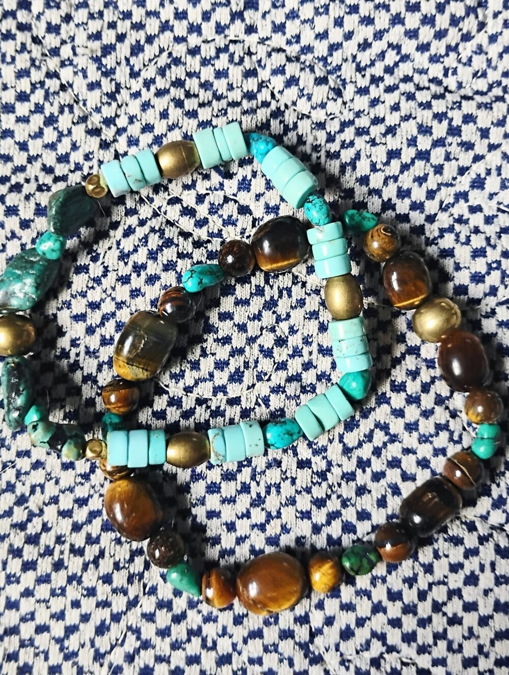 Tiger Eye with Mini Turquoise Nuggets Bracelet - Picture 5 of 6